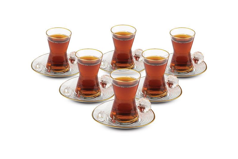 Derin Pırlanta Kulplu Çay Seti